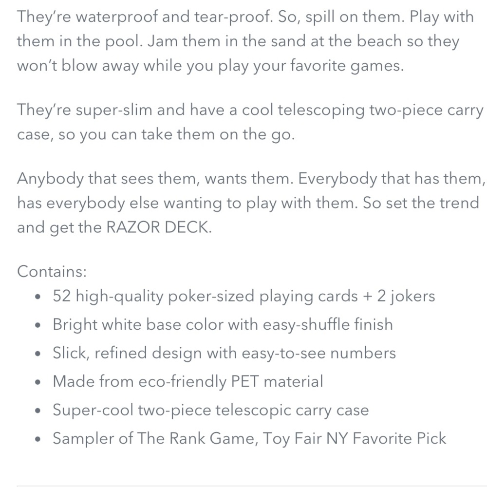 NIP Razor Deck Playing Cards Set - Picture 4 of 5